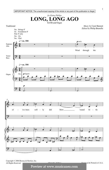 Long, Long Ago: For mixed choir by Carol Barnett