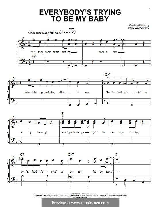 Everybody's Trying To Be My Baby (The Beatles): For piano by Carl Lee Perkins