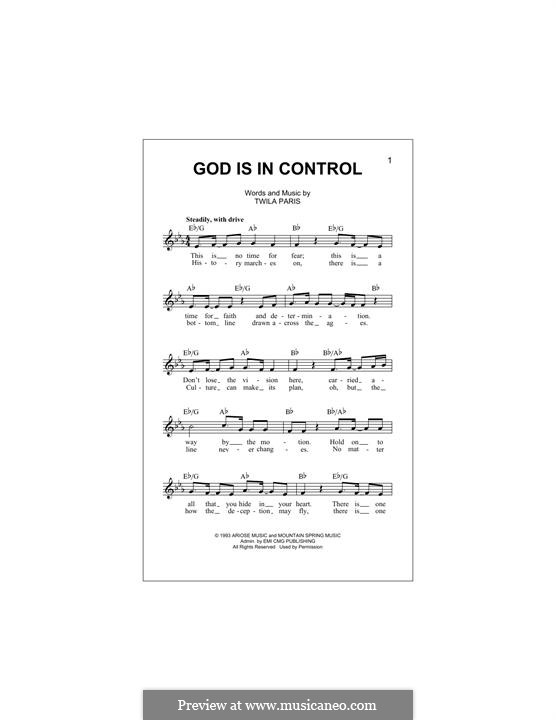 God is in Control: Melody line by Twila Paris