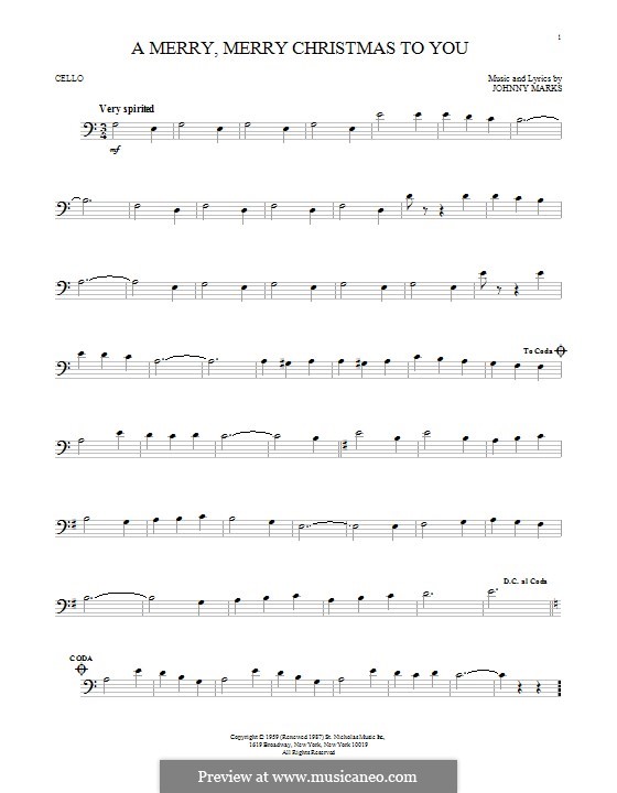 A Merry, Merry Christmas to You: For cello by Johnny Marks
