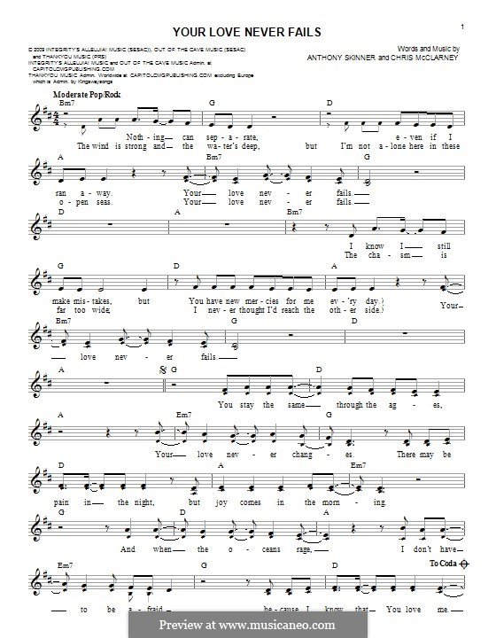 Your Love Never Fails sheet music for guitar solo (chords) (PDF)