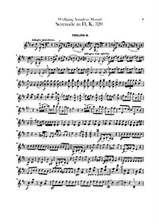 Serenade for Orchestra No.9 in D Major 'Posthorn', K.320: Violins II part by Wolfgang Amadeus Mozart