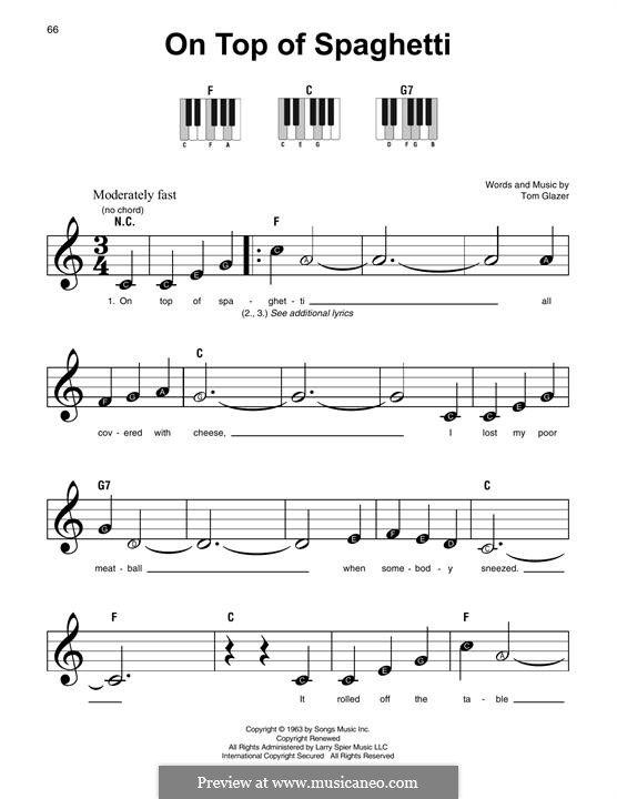 On Top of Spaghetti by T. Glazer - sheet music on MusicaNeo