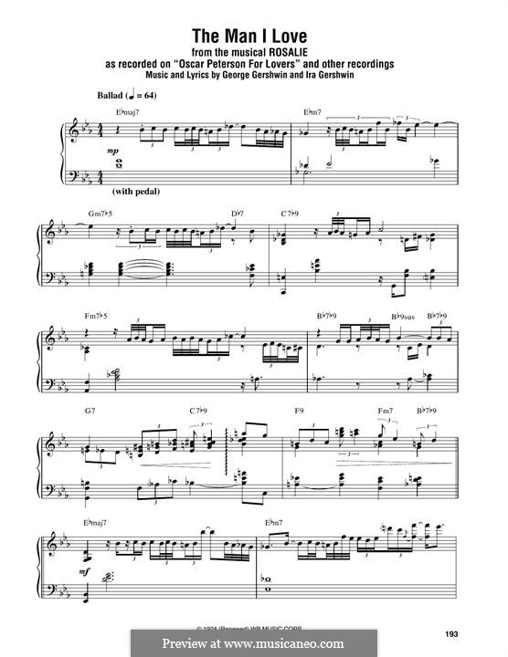 The Man I Love: For piano by George Gershwin