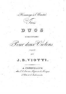 Three Duos for Two Violins, WIV 28-30 Op.9: Parts by Giovanni Battista Viotti