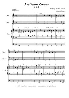 Ave verum corpus, K.618: Duet for C-instruments - organ accompaniment by Wolfgang Amadeus Mozart