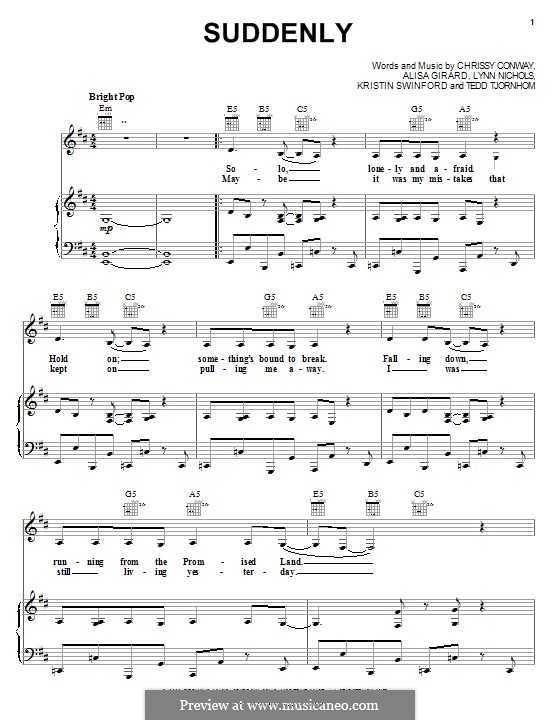 Suddenly: For voice and piano (or guitar) by Chrissy Conway, Tedd Tjornhom, Lynn Nichols, Alisa Girard, Kristin Swinford