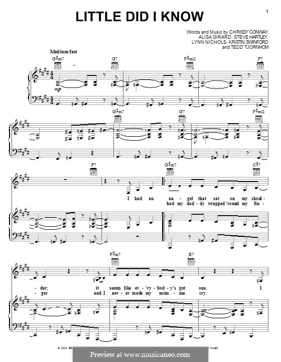 Little Did I Know: For voice and piano (or guitar) by Chrissy Conway, Tedd Tjornhom, Lynn Nichols, Alisa Girard, Kristin Swinford, Steve Hartley