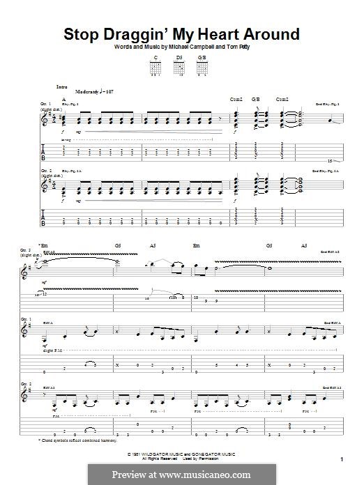 Stop Draggin' My Heart Around: For guitar with tab by Mike Campbell, Tom Petty