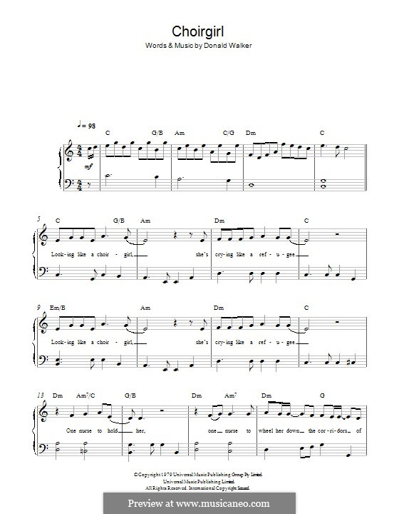 Choir Girl (Cold Chisel) by D. Walker sheet music on MusicaNeo