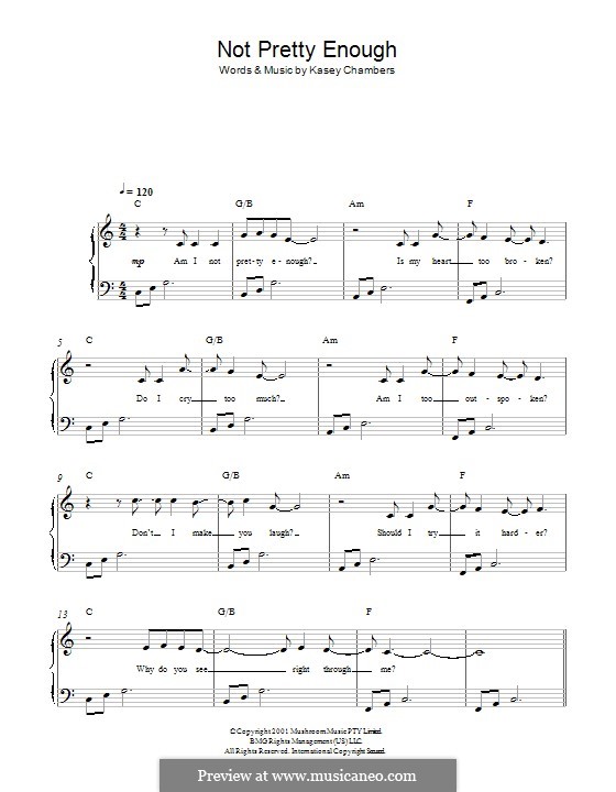 Not Pretty Enough: For piano by Kasey Chambers