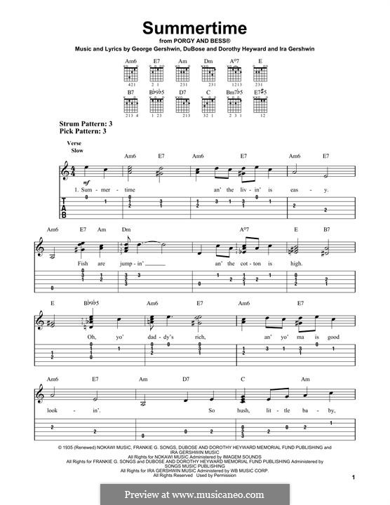 Summertime: For guitar with tab by George Gershwin