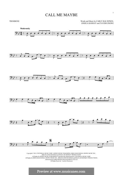 Call Me Maybe: For trombone by Carly Rae Jepsen, Joshua Ramsay, Tavish Crowe