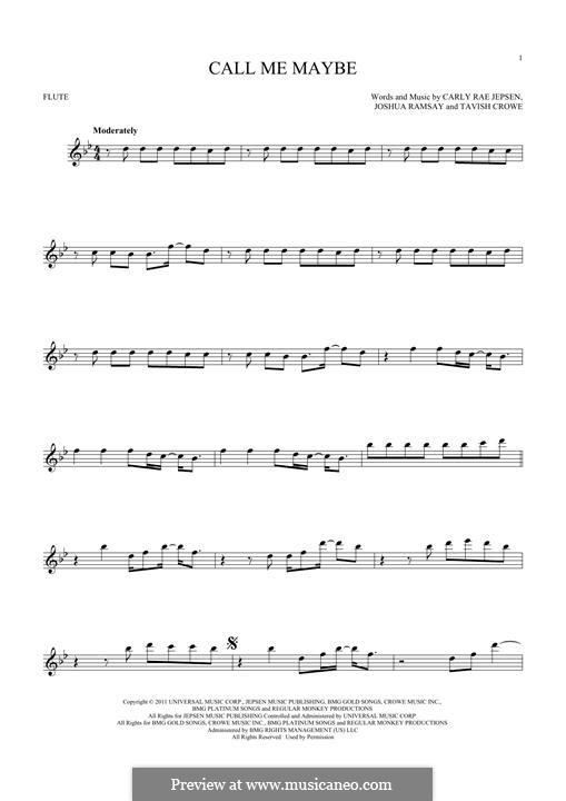 Call Me Maybe: For flute by Carly Rae Jepsen, Joshua Ramsay, Tavish Crowe