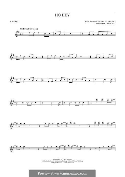 Ho Hey (The Lumineers): For alto saxophone by Jeremy Fraites, Wesley Schultz