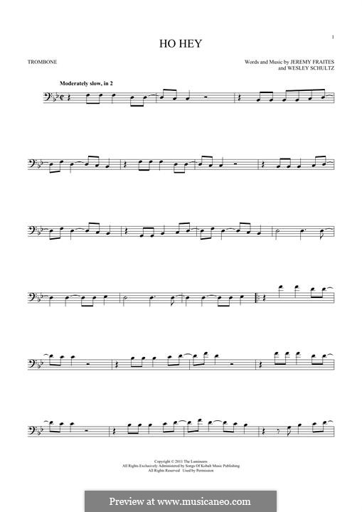 Ho Hey (The Lumineers): For trombone by Jeremy Fraites, Wesley Schultz