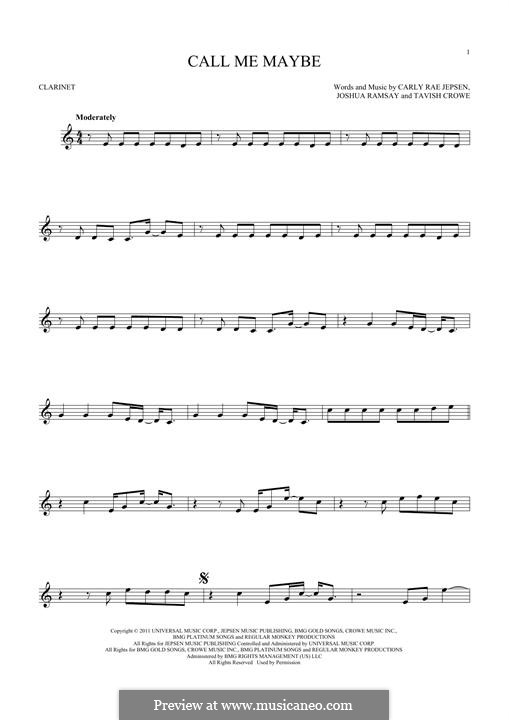 Call Me Maybe: For clarinet by Carly Rae Jepsen, Joshua Ramsay, Tavish Crowe
