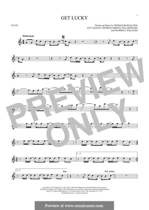 Get Lucky (Daft Punk featuring Pharrell Williams): For flute by Nile Rodgers, Pharrell Williams, Thomas Bangalter, Guy-Manuel de Homem-Christo