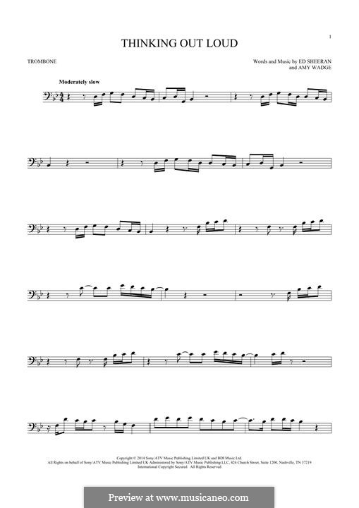 Thinking Out Loud: For trombone by Ed Sheeran, Amy Wadge