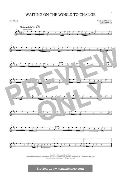 Waiting on the World to Change: For alto saxophone by John Mayer