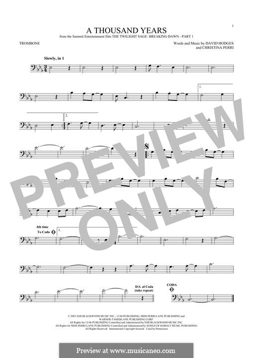 A Thousand Years: For trombone by Christina Perri, David Hodges