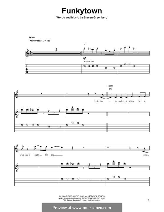 Vocal-instrumental version: For guitar with tab by Steven Greenberg