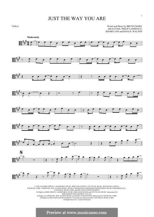 Instrumental version: For viola by Ari Levine, Khalil Walton, Khari Cain, Bruno Mars, Philip Lawrence