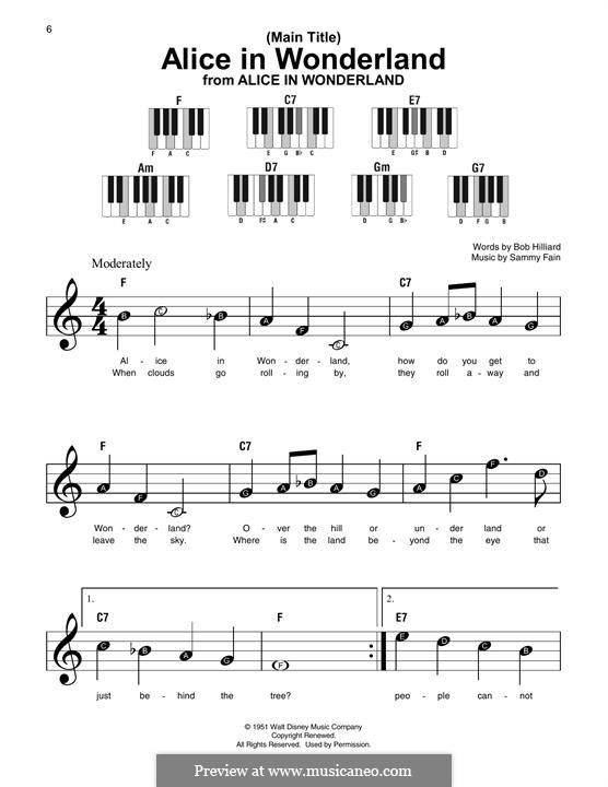 Main Title (Alice in Wonderland): Melody line by Bob Hilliard, Sammy Fain