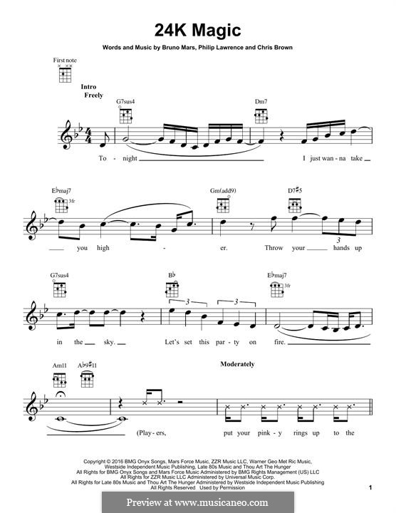 24K Magic: For ukulele by Christopher Brown, Bruno Mars, Philip Lawrence