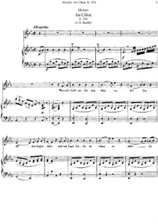 An Chloe, K.524: For voice and piano by Wolfgang Amadeus Mozart