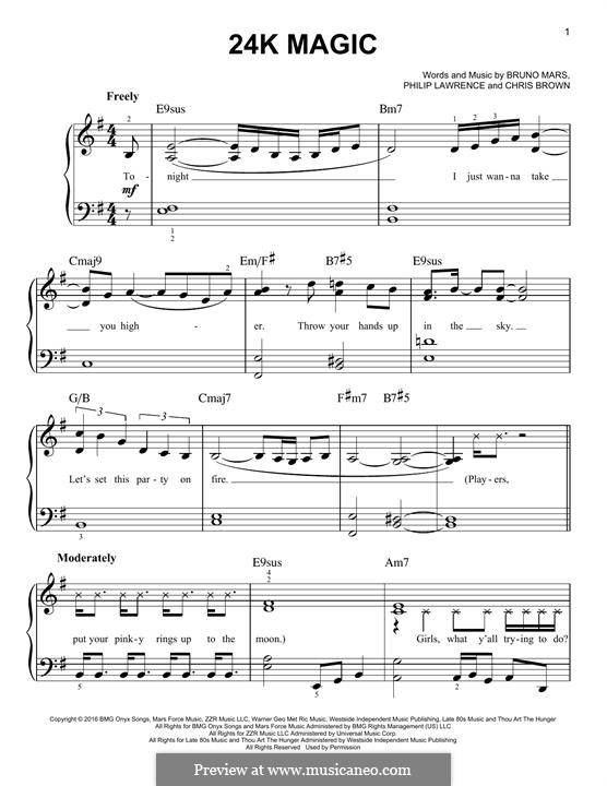 24K Magic: For piano by Christopher Brown, Bruno Mars, Philip Lawrence