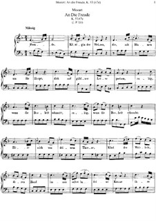 An die Freude, K.53 (47e): F Major by Wolfgang Amadeus Mozart