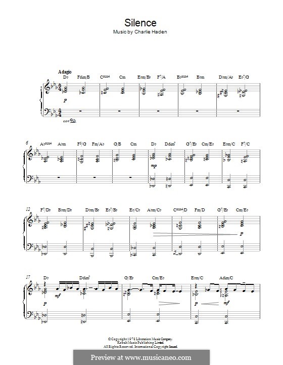 Silence (Michel Petrucciani) by C. Haden - sheet music on MusicaNeo