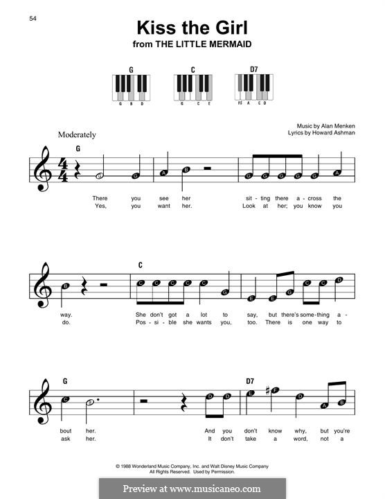 Kiss the Girl (from The Little Mermaid): Melody line by Alan Menken
