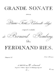 Sonata in A Major for Piano and Cello, Op.21: Solo part by Ferdinand Ries