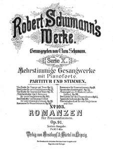 Romances for Female Voices and Piano ad libitum, Op.91: Romances for Female Voices and Piano ad libitum by Robert Schumann