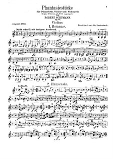 Fantastic Pieces for Piano Trio, Op.88: Violin part by Robert Schumann
