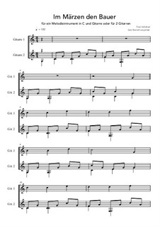 Five German Folk Songs: Im Märzen der Bauer, for flute and guitar by folklore