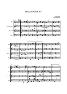 12 Menuets pour le Clavecin ou Pianoforte, Hob.IX/8: Minuet, for wind enssemble by Joseph Haydn