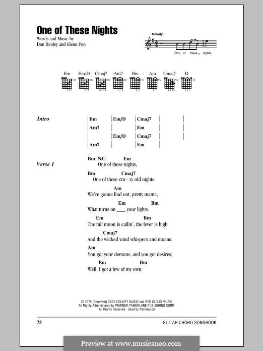 One of These Nights (Eagles): Lyrics and chords by Don Henley, Glen Frey