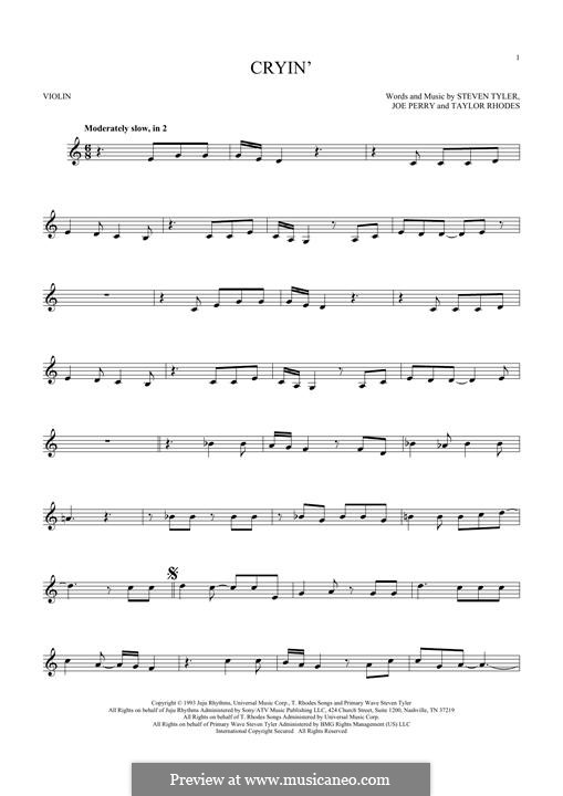 Cryin' (Aerosmith): For violin by Joe Perry, Steven Tyler, Taylor Rhodes