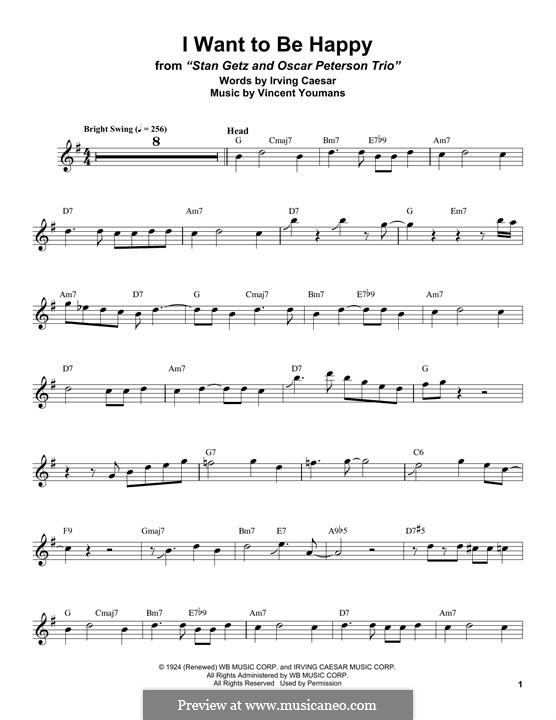 I Want To Be Happy: For tenor saxophone by Vincent Youmans