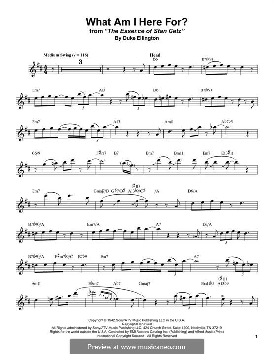 What am I Here for?: For tenor saxophone by Duke Ellington