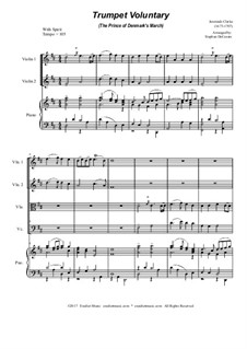 Prince of Denmark's March (Trumpet Voluntary): For string quartet - piano accompaniment by Jeremiah Clarke