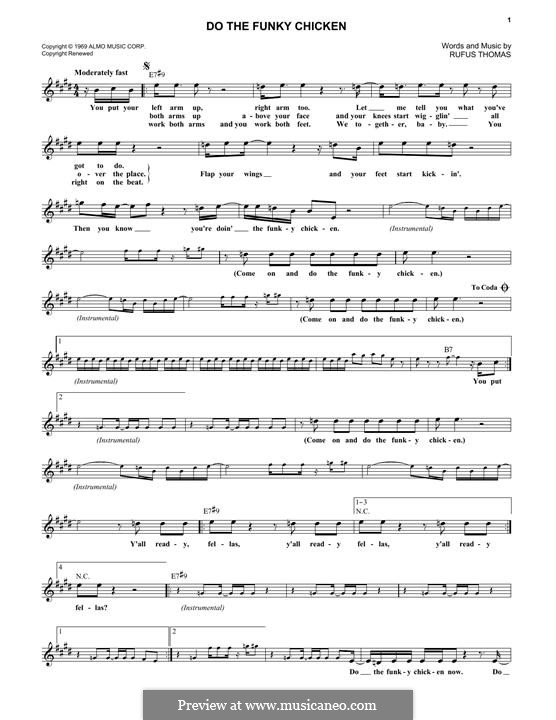 Do the Funky Chicken: Melody line by Rufus Thomas