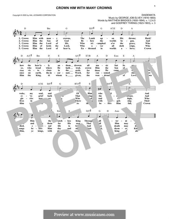 Crown Him with Many Crowns: Melody line by George Job Elvey