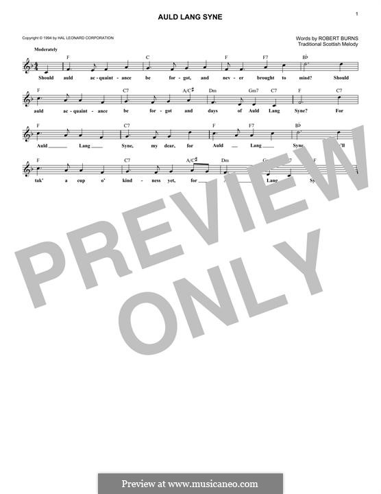 Vocal-instrumental version (printable scores): Melody line by folklore