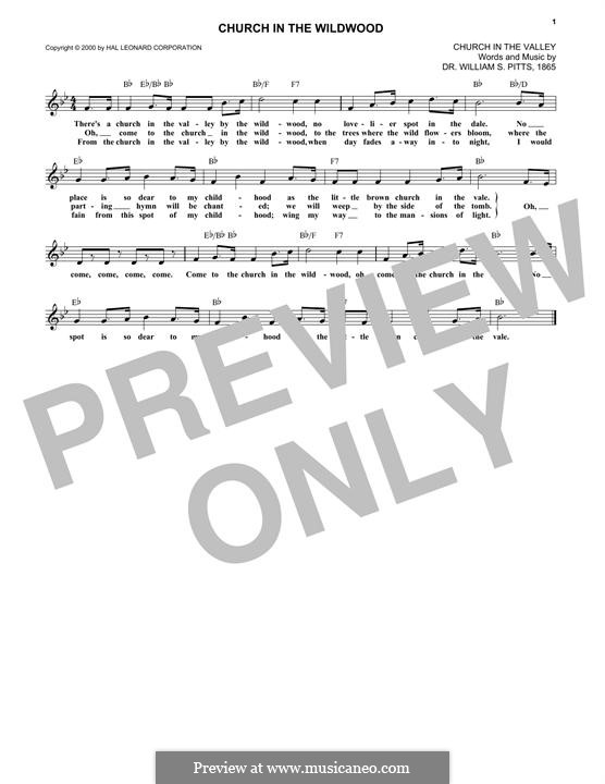 Church in the Wildwood: Melody line by William S. Pitts