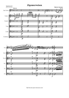 Zigeunerweisen (Gypsy Airs), Op.20: For violin and string orchestra version - score and parts by Pablo de Sarasate