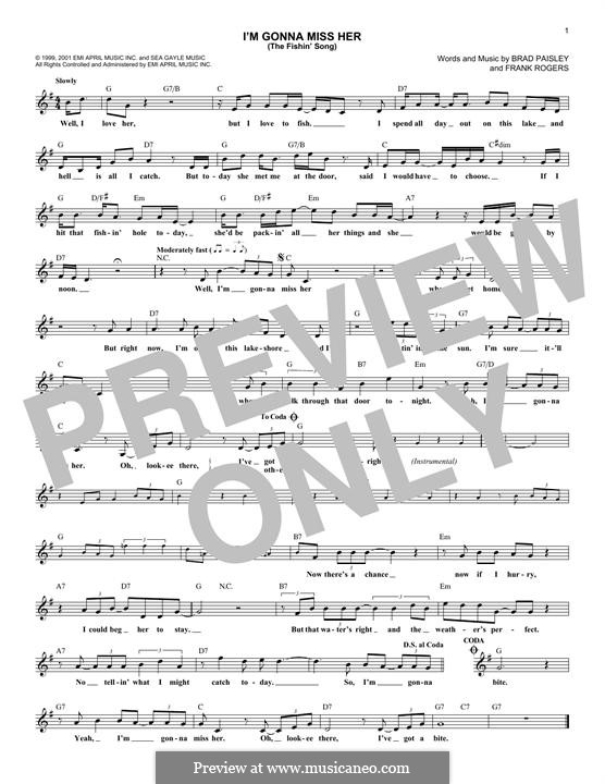 I'm Gonna Miss Her (The Fishin' Song): Melody line by Frank Rogers
